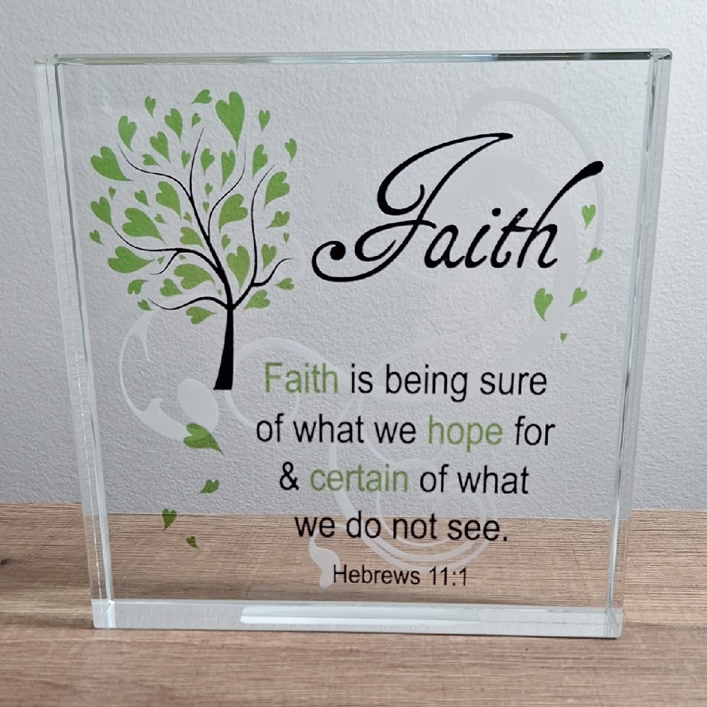 #ACT 2013 Angelstar  Molded Clear Glass Decor with Inspirational Quote No Cracks